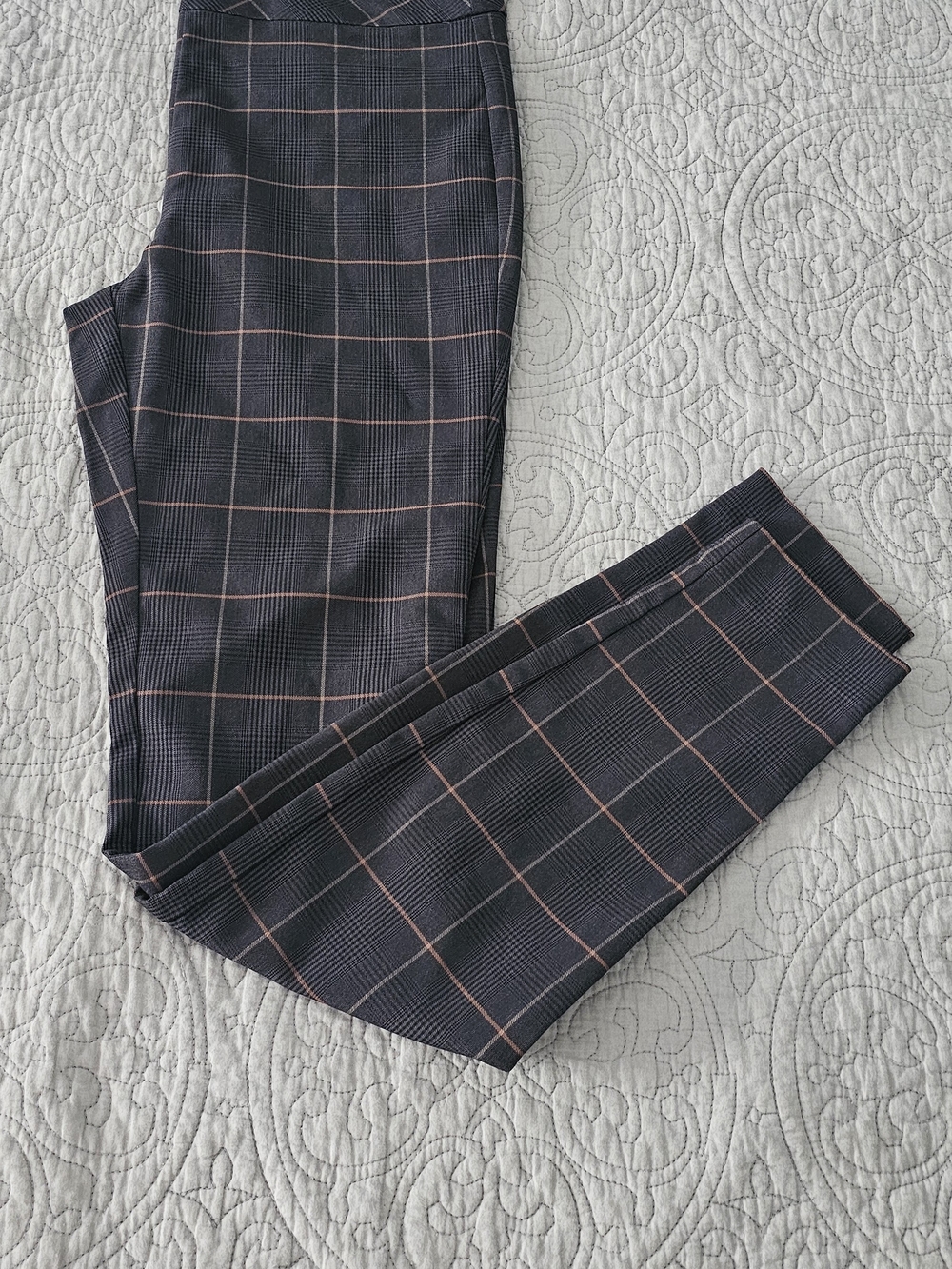 RW&CO. Charcoal Plaid Leggings with Rust Windowpane